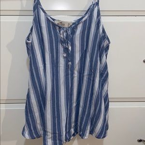 blue and white tie tank top